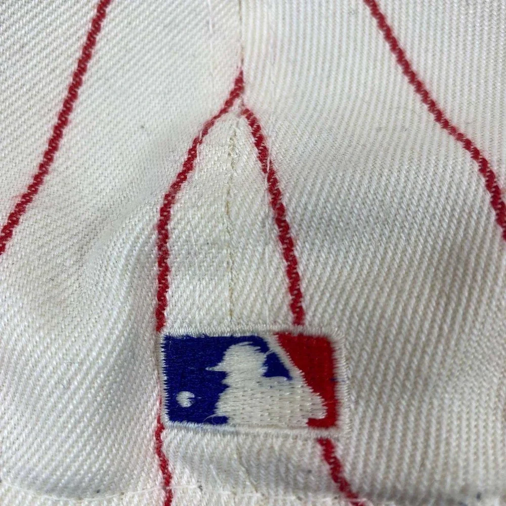 Sports Specialties Cincinnati Reds Hat Mens 7 1/2 White Red Pinstripe Fitted MLB